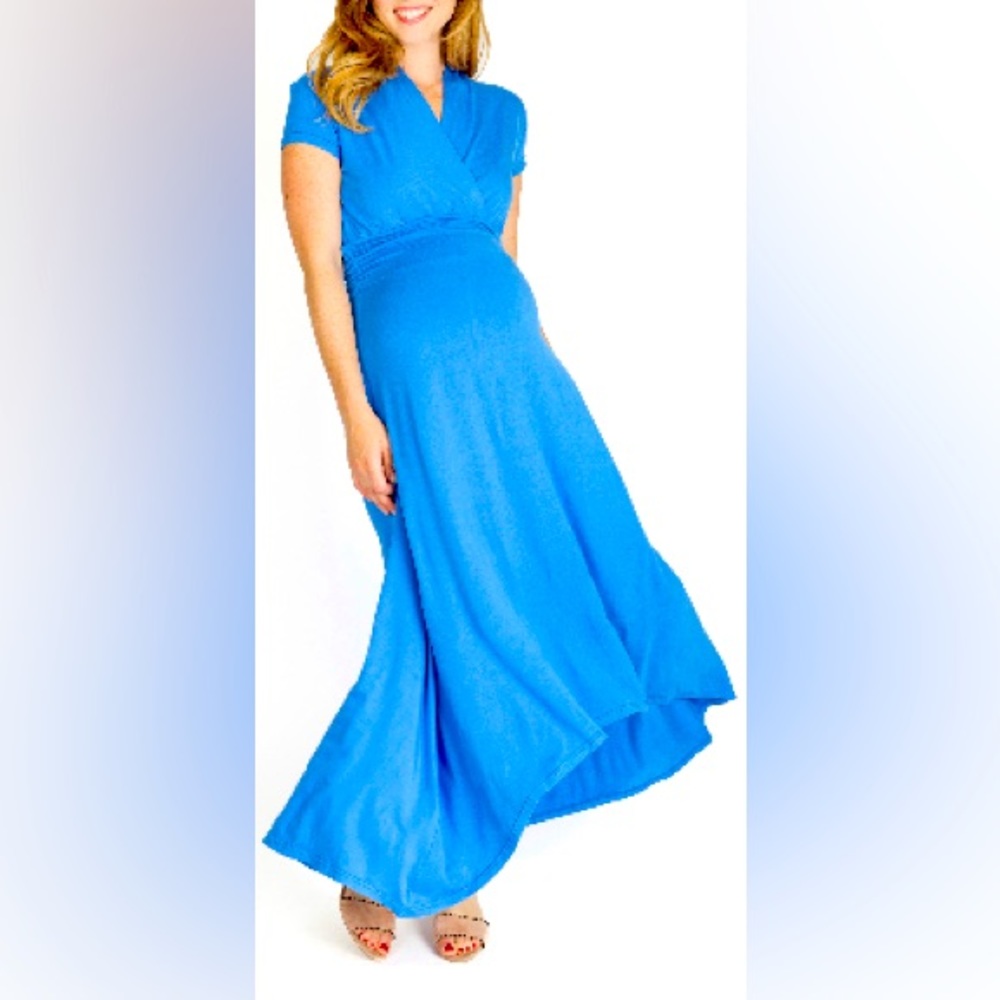 Nom Maternity Caroline Maternity/Nursing Maxi Dress - French Blue - Sz L